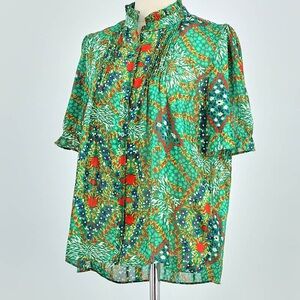 Ba&sh Green Floral Blouse Shirt Top Size Large / 3